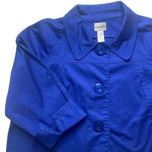 CHICO'S Classic Jacket Royal Blue Office Collar Feminine Girly Preppy Sz 2 LG 12